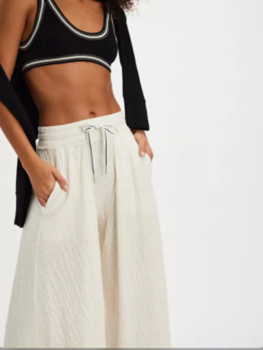 NWT Free People Wait A Minute Wide-Leg Lounge Pants Oatmeal Heather